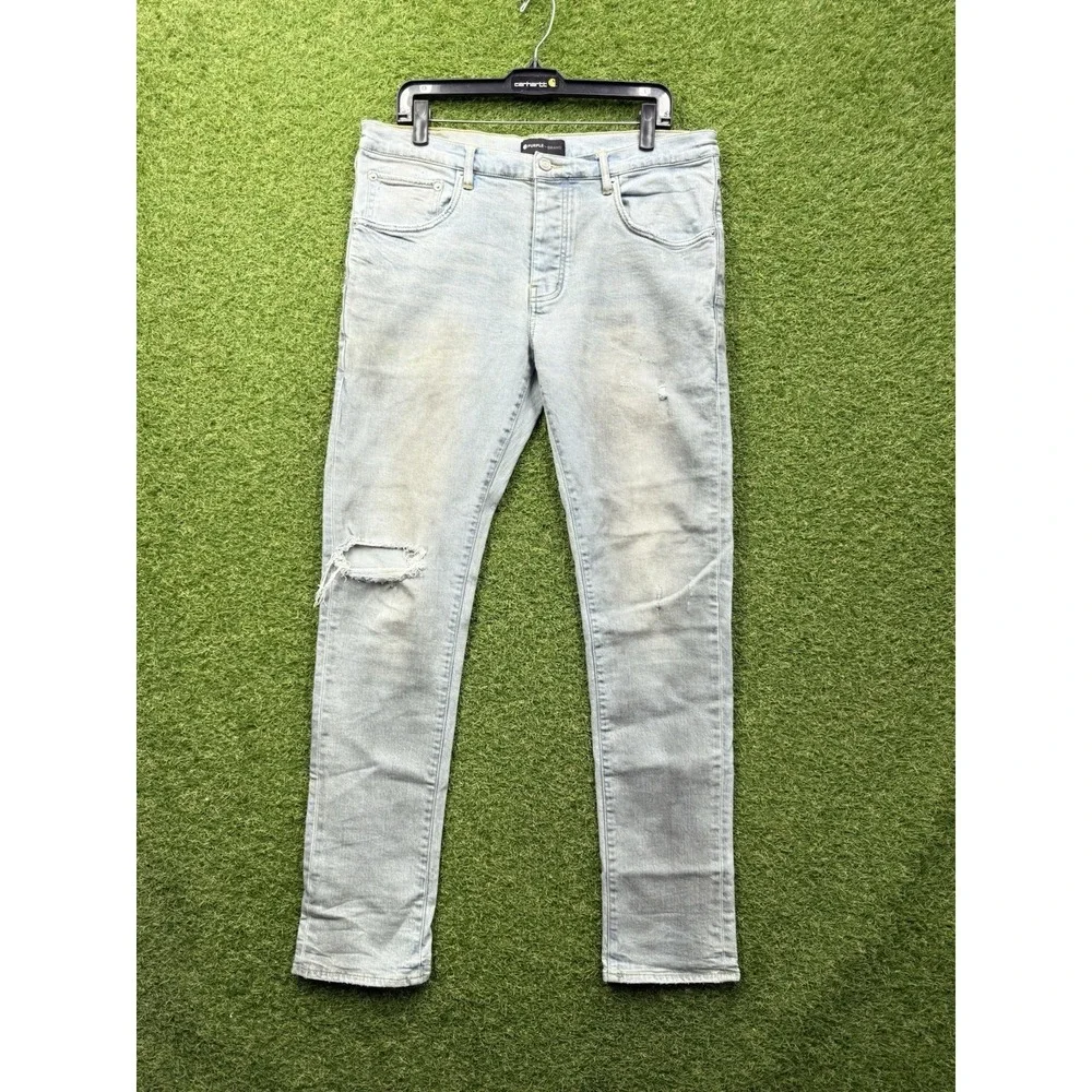 Purple Brand Jeans Mens 34 x33 Blue Urban Hip Hop Grunge Slim Fit P001 Designer